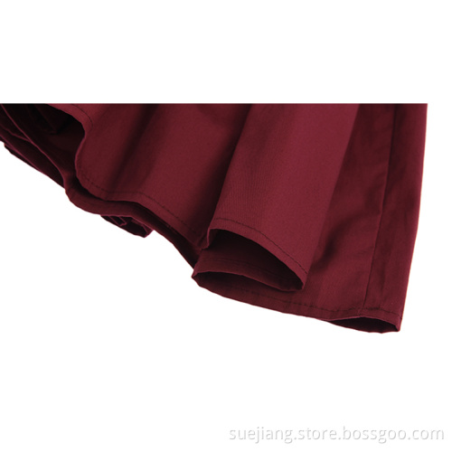 Women Fashion Burgundy Ruffles Strap Dress